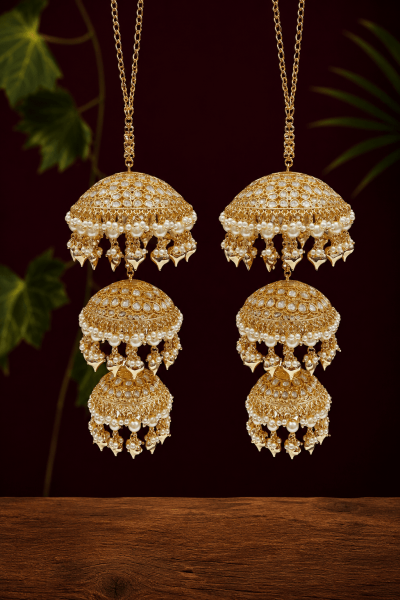 Astonished Pearl And Heart Hanging Elegant Bridal Kalira