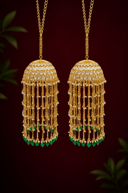 Maharani Emerald Stone Kundan Kalira