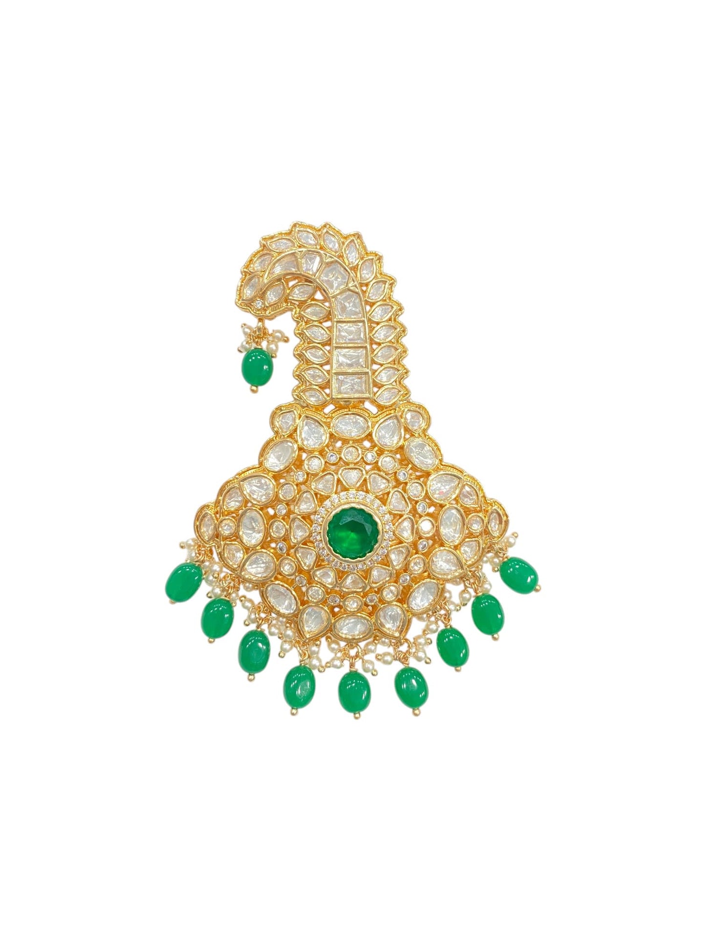 Sirini Traditional Glorious Flower Green Kundan Pagdi Wedding Safa Kalgi