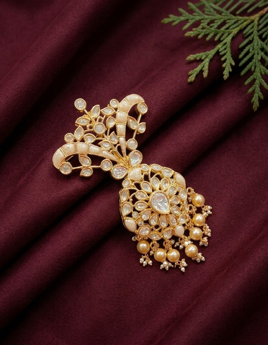 Sirini Ivory Blossom Polki Kalgi