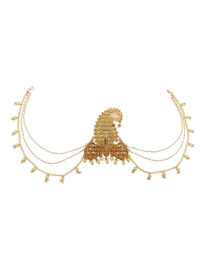 Royal Pearl Paisley Polki Kalgi For Groom | Luxury Wedding Safa Brooch With Pearl Chains - White Polki Kundan by Sirini Jewellery, Bridal wear - detail