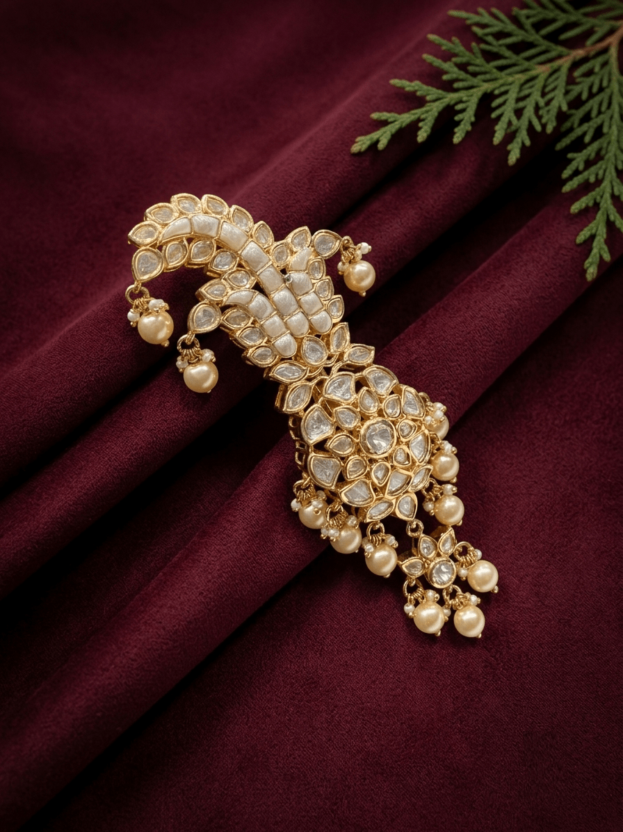Sirini Mughal Style Pearl White Kundan Kalangi