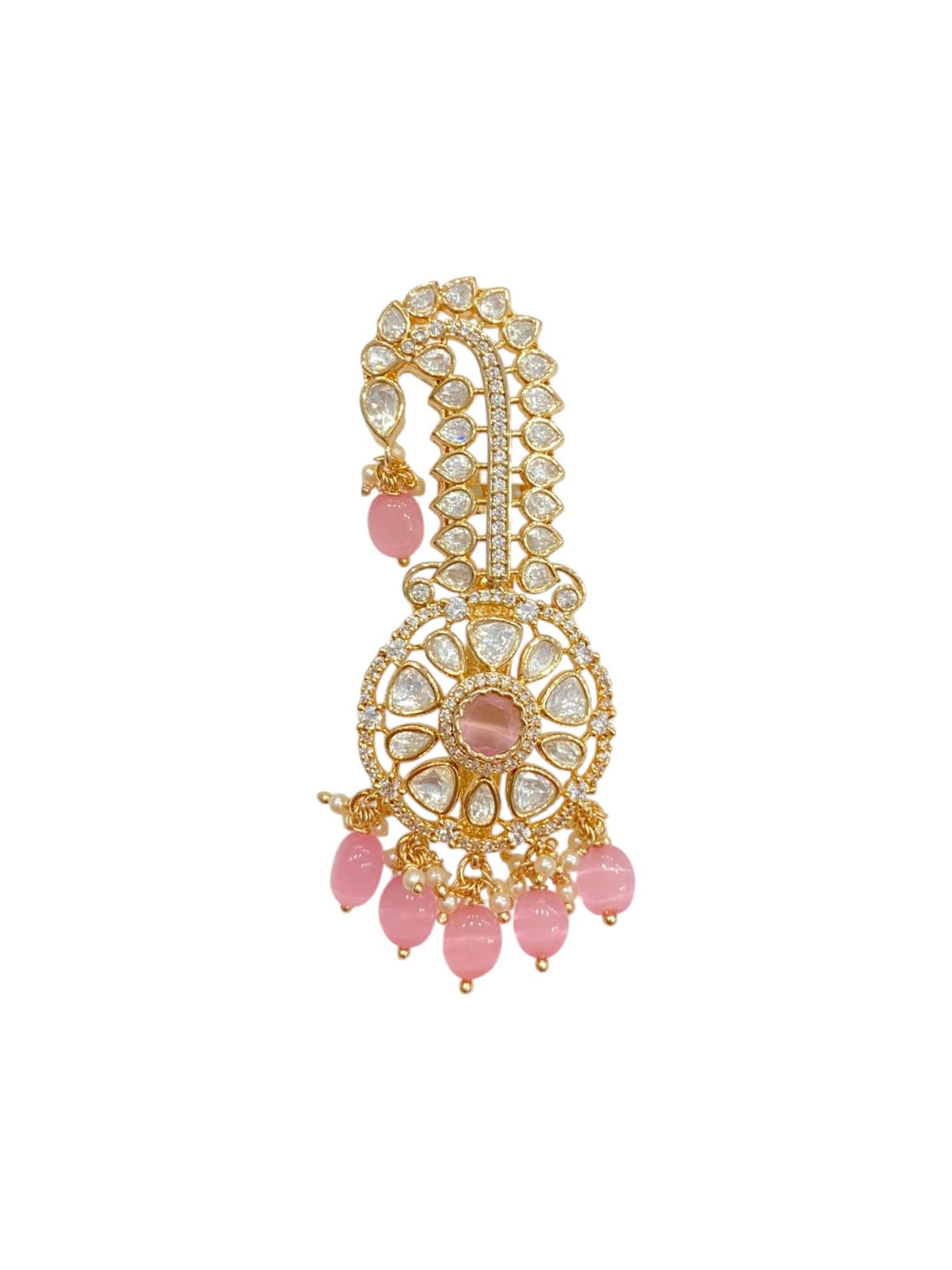 Sirini Royal Kundan Petal With Pink Hanging Kalgi