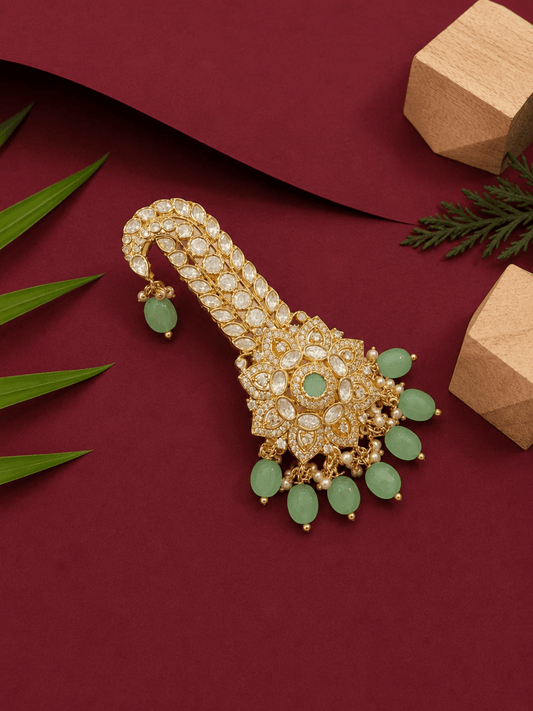 Traditional Mint Stone Studded Kalangi