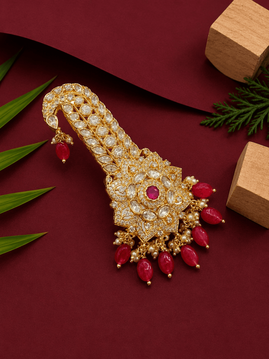 Traditional Ruby Stone Studded Kalangi