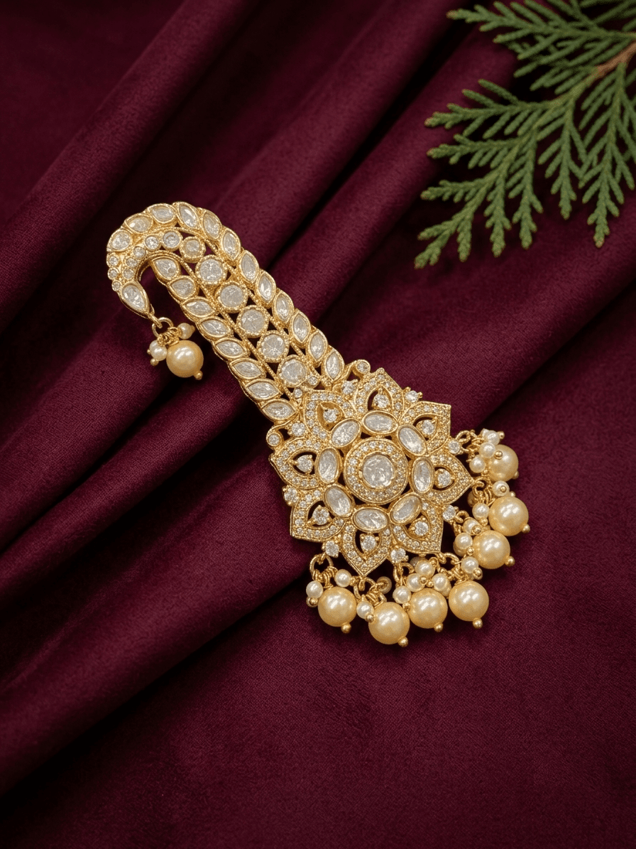 Traditional White Stone Studded Kalangi