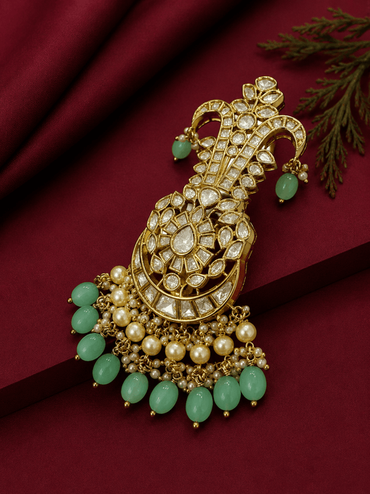 Sirini Aqua Imperial Kalgi Antique Gold Finish