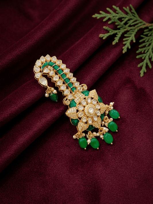 Sirini Emerald Epoxy Polki Kalgi