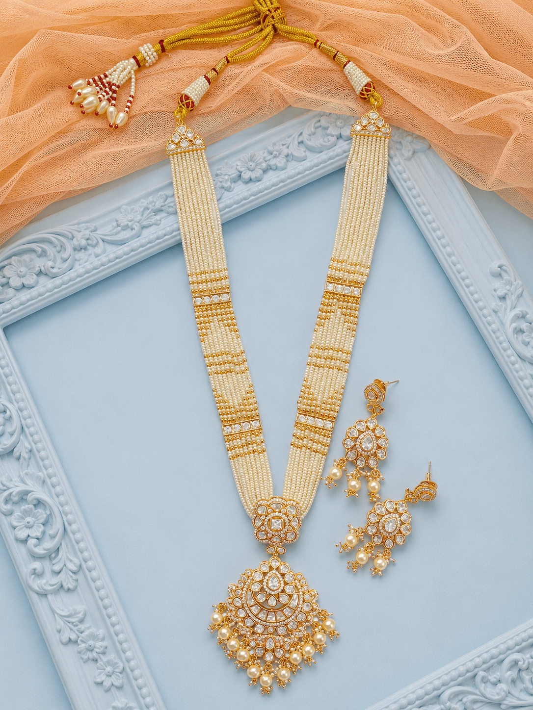 Kundan Multi Strand Pearl Necklace Set