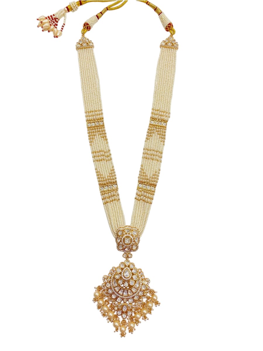 Kundan Multi-Strand Pearl Long Set - detail