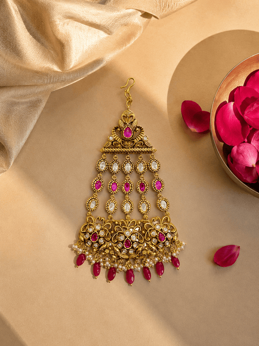 Sirini Floral Vine Ruby Kundan Passa - A Royal Bloom of Timeless Beauty