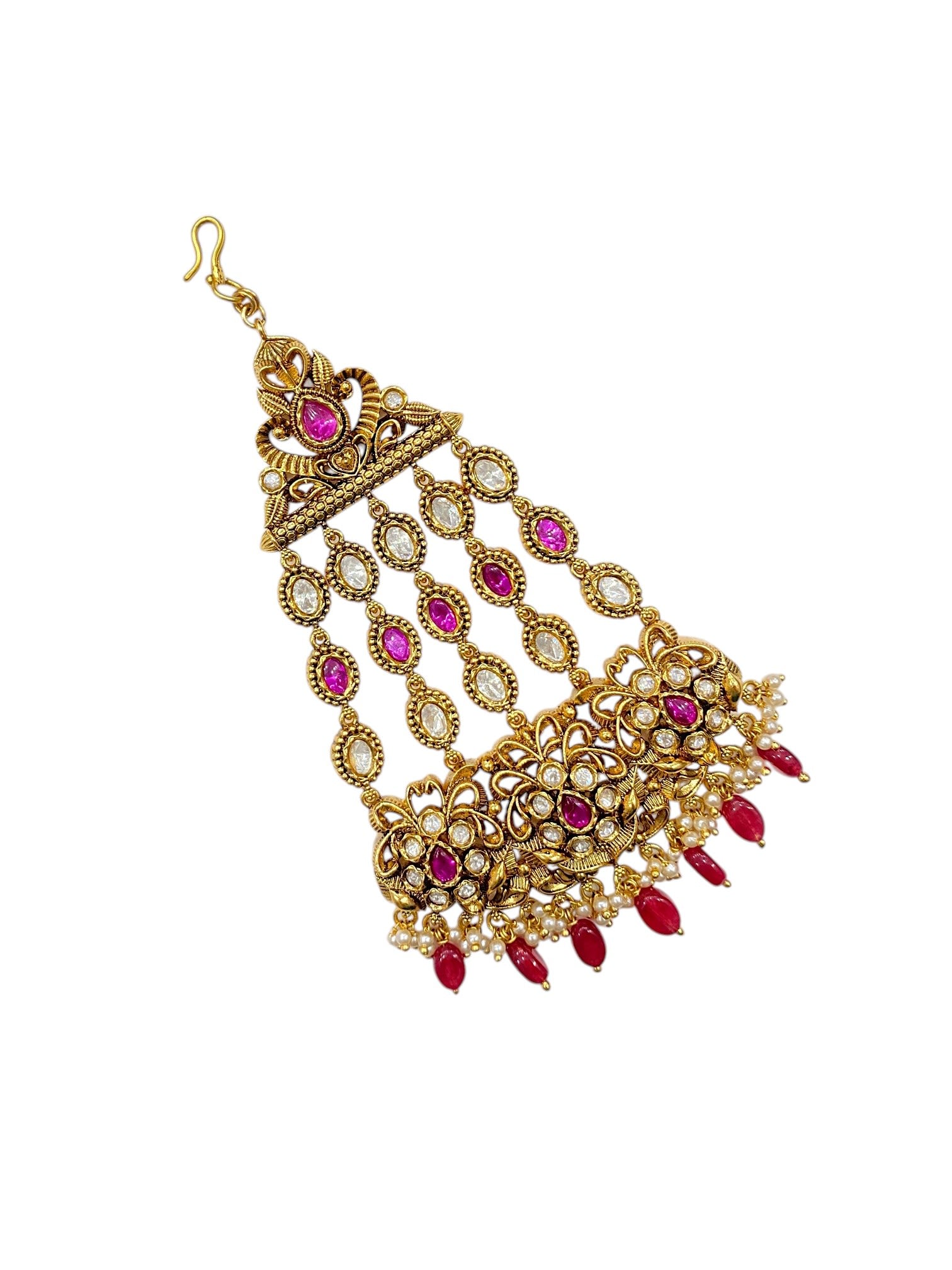 Sirini Floral Vine Ruby Kundan Passa - A Royal Bloom of Timeless Beauty