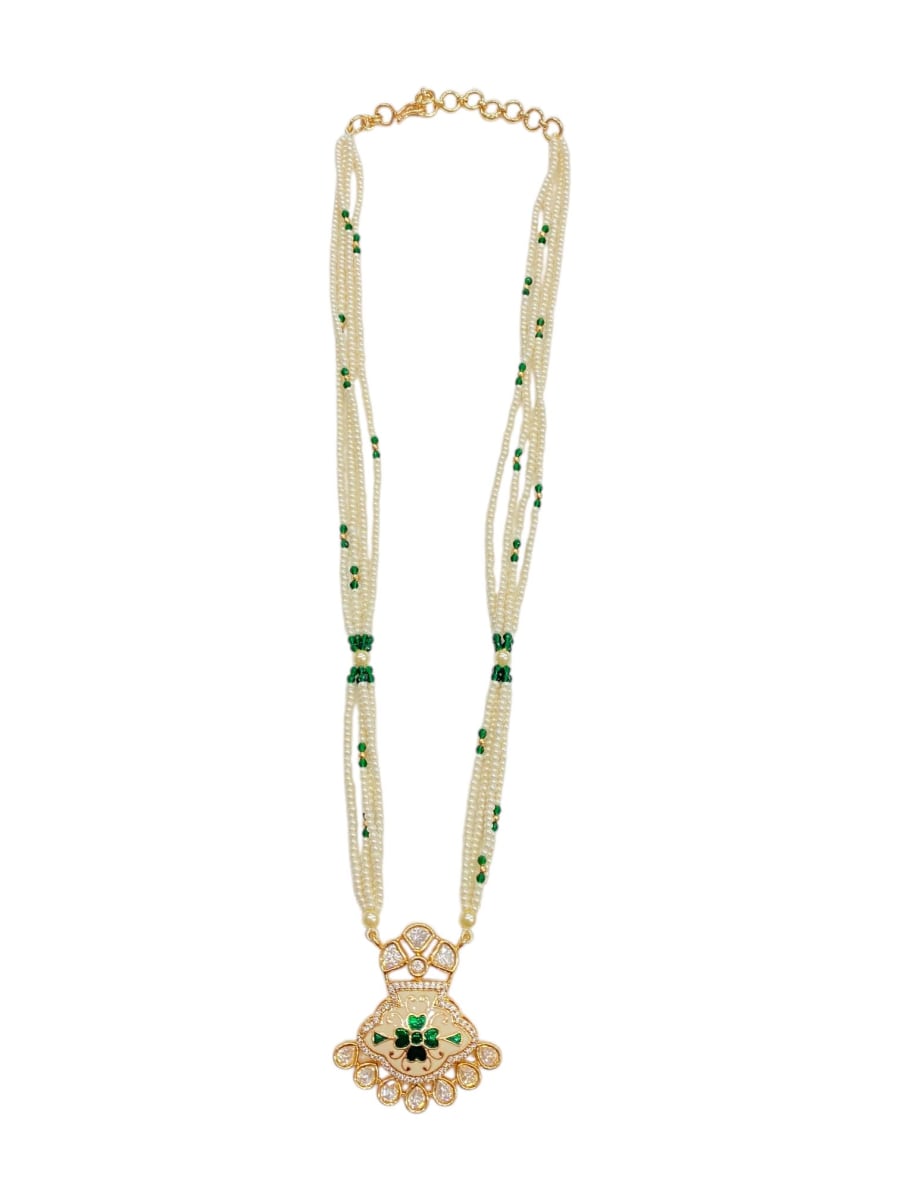 Green Meenakari Pendant Set - detail