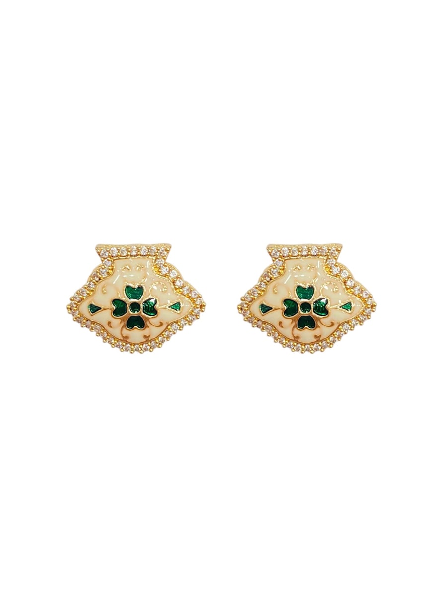 Green Meenakari Pendant Set - detail