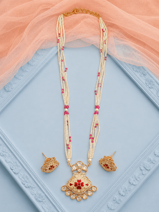 Ruby Meenakari Pendant Set