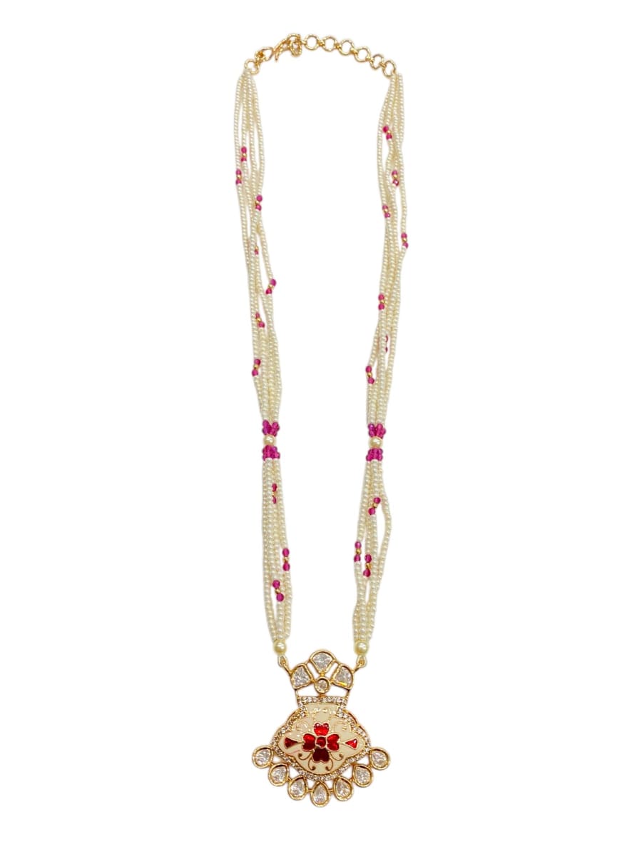 Ruby Meenakari Pendant Set - detail