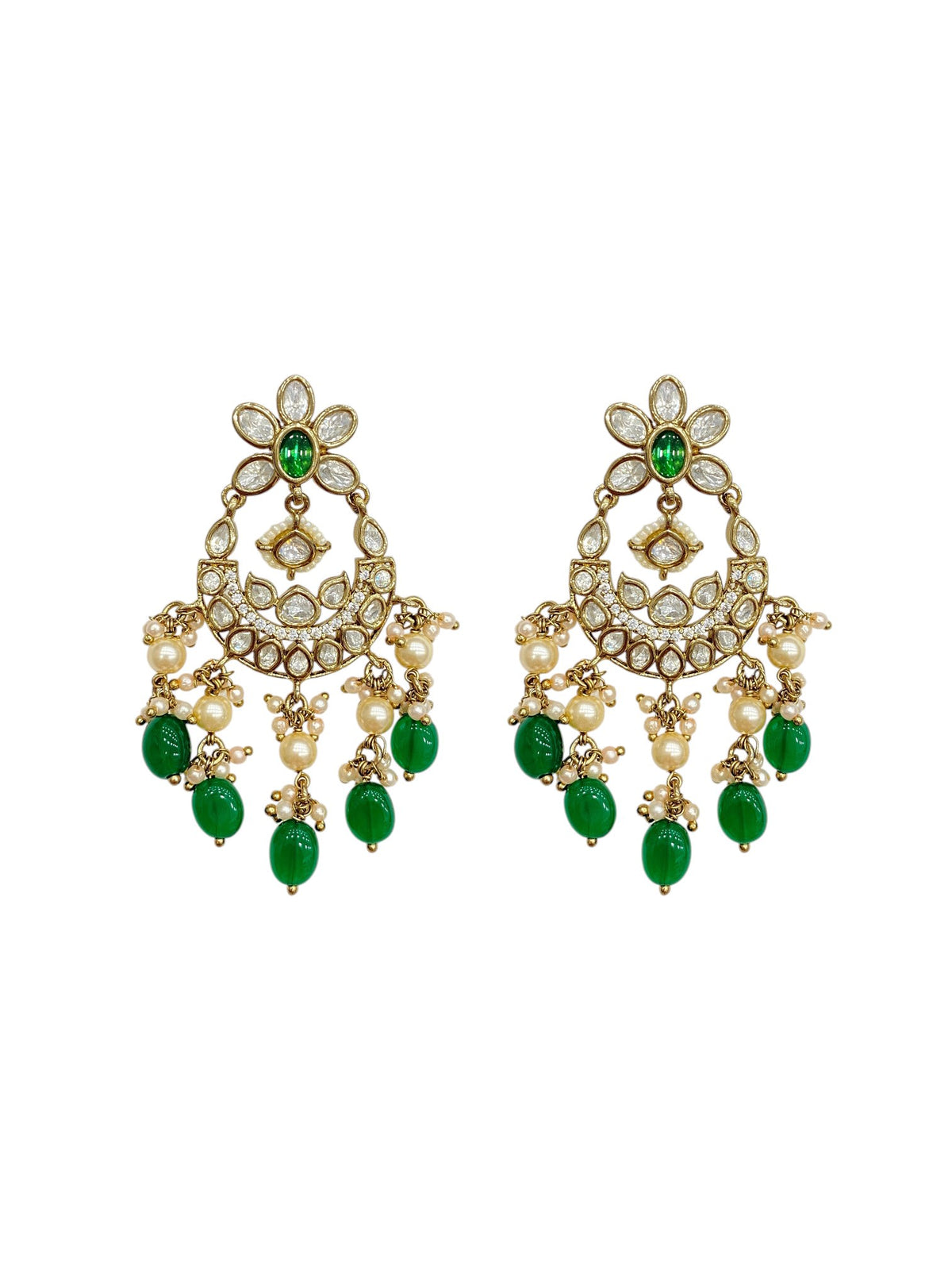 Green Double Strand Premium Kundan Long Set