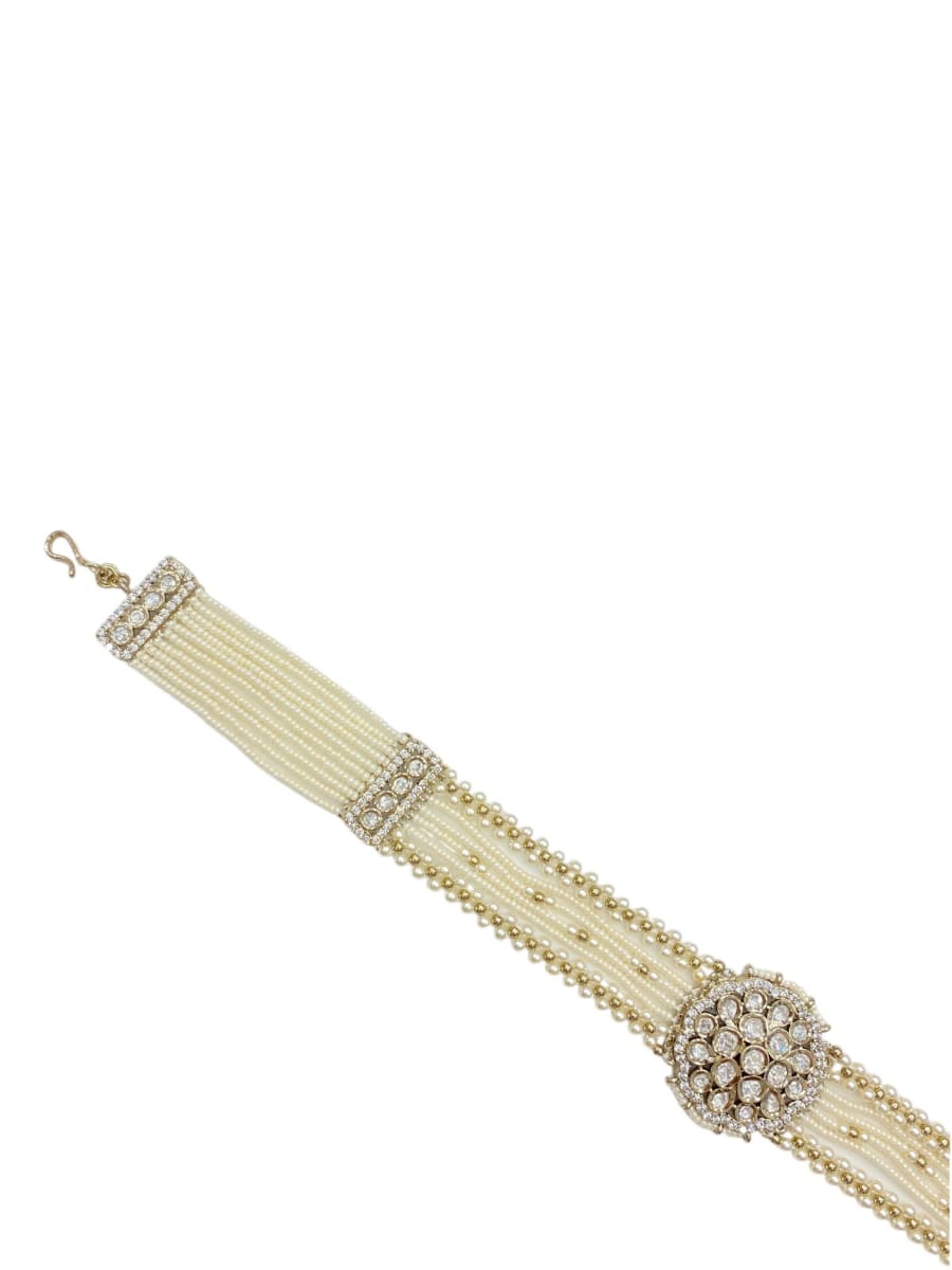 Multi Pearl Strand With Kundan Centerpiece Sheeshpatti - detail