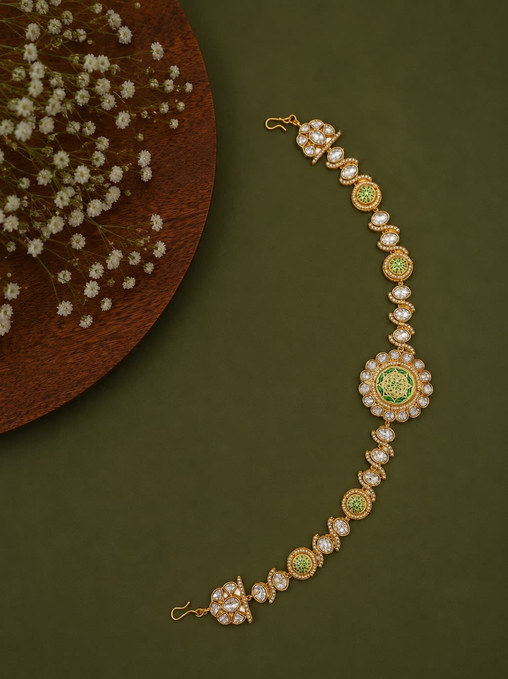 Sirini Kundan And Green Meenakari Sheeshphool