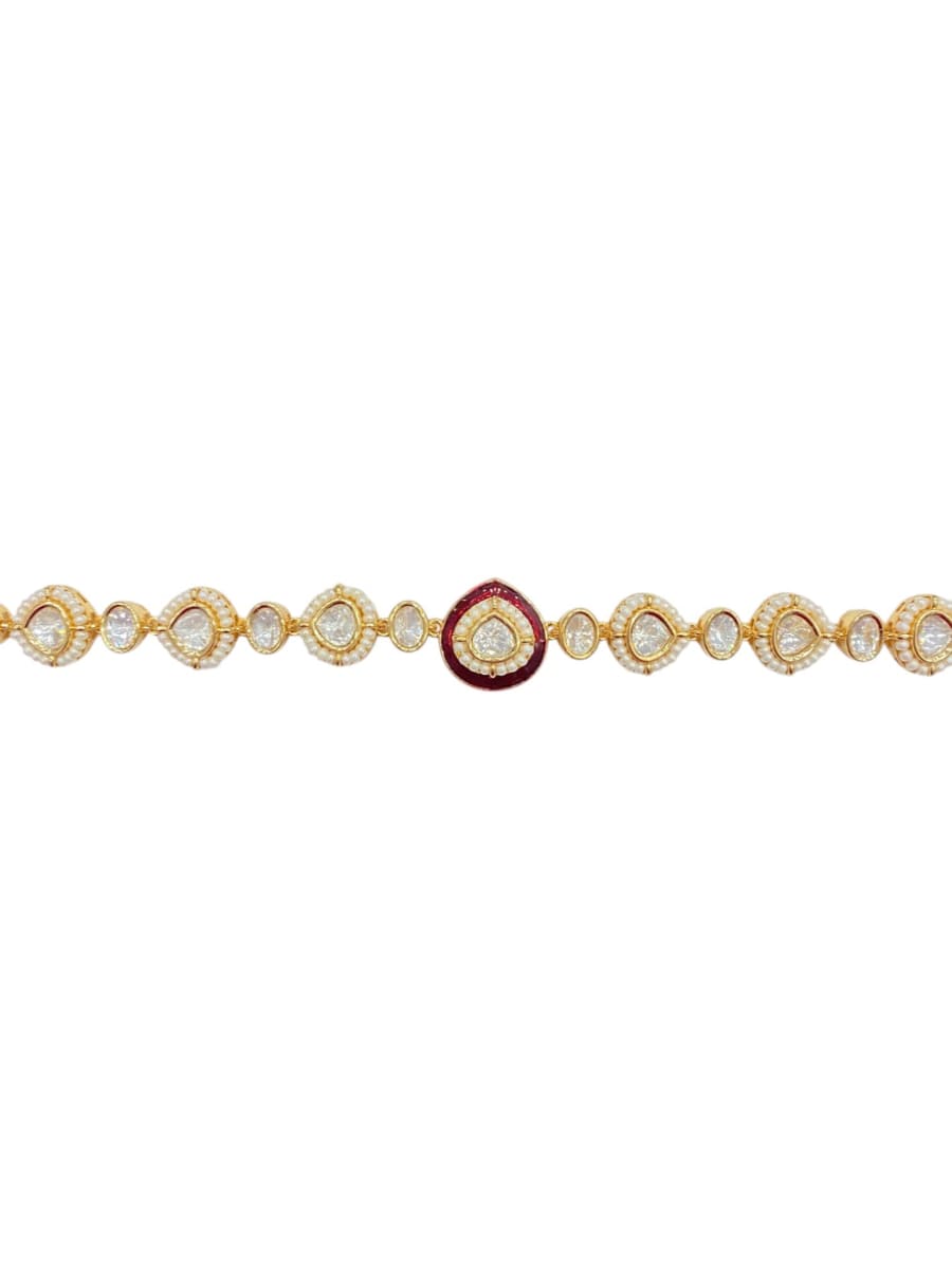 Ruby Meenakari Polki Sheesh Patti - detail