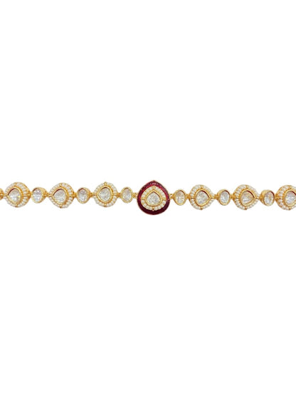 Ruby Meenakari Polki Sheesh Patti - Ruby Polki Kundan Sheeshphool by Sirini Jewellery, Festive wear - detail