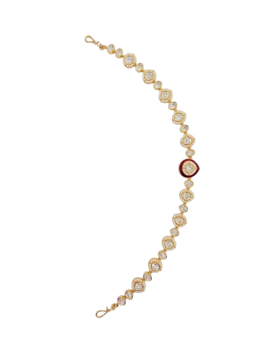 Ruby Meenakari Polki Sheesh Patti - detail
