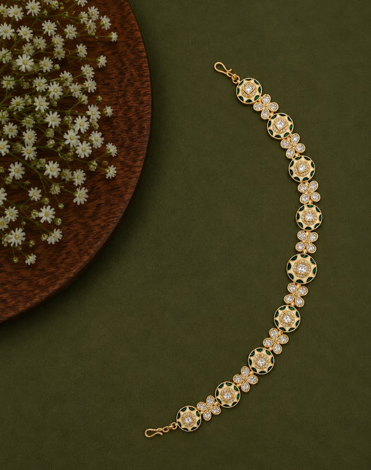 Emerald Meenakari Floral Polki Sheesh Patti
