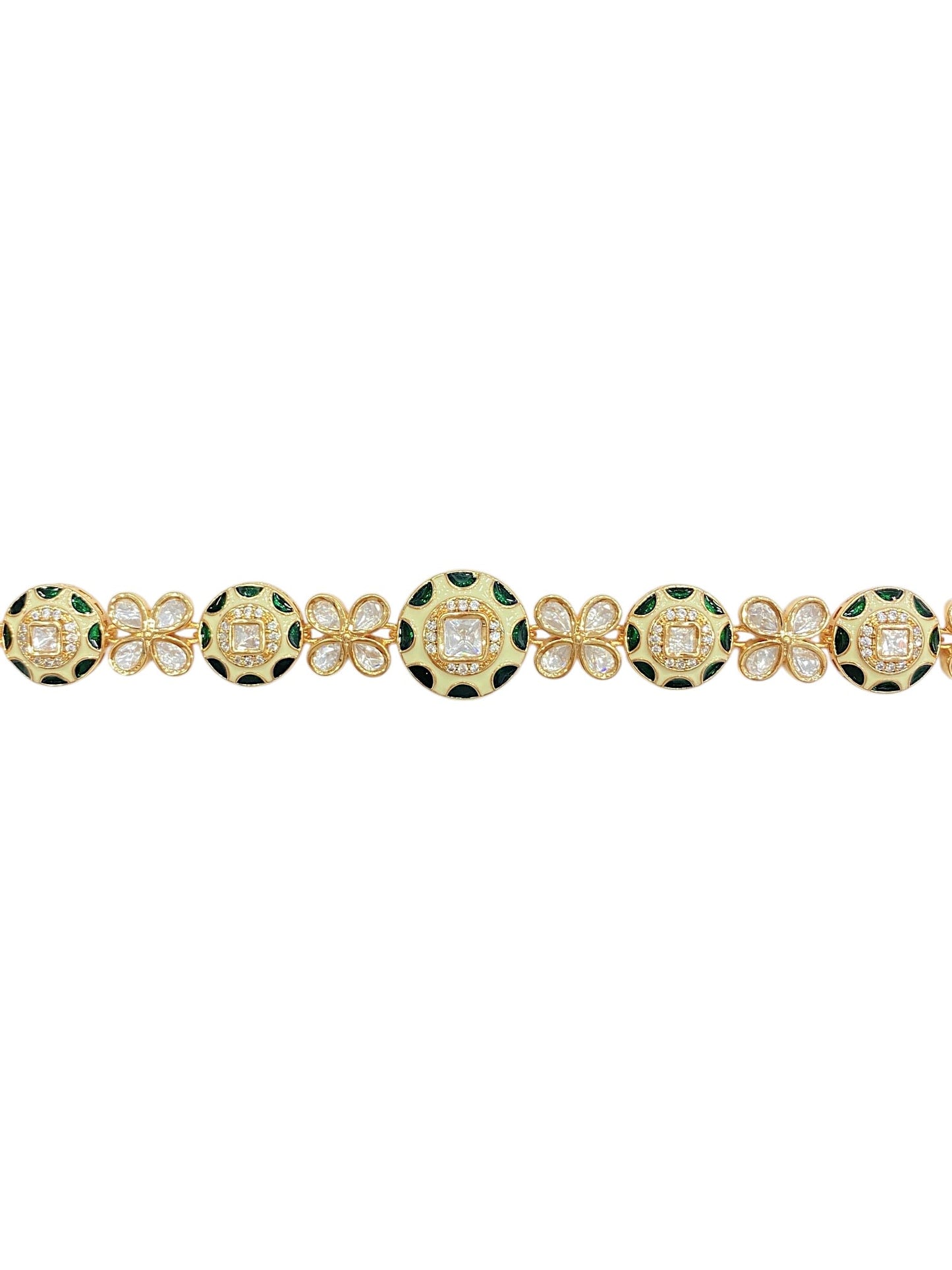 Emerald Meenakari Floral Polki Sheesh Patti