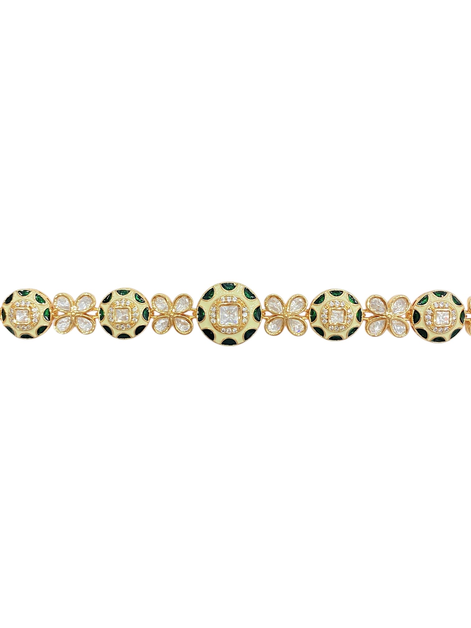 Emerald Meenakari Floral Polki Sheesh Patti