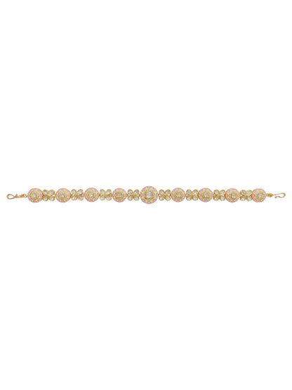 Pink Meenakari Polki Sheesh Patti Sheeshphool by Sirini Jewellery, Festive wear - detail