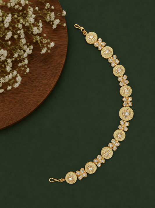 White Meenakari Polki Sheesh Patti