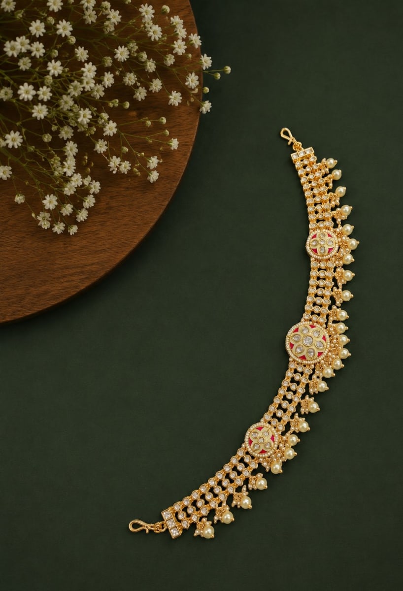 Ruby Meenakari Pearl Polki Sheesh Patti