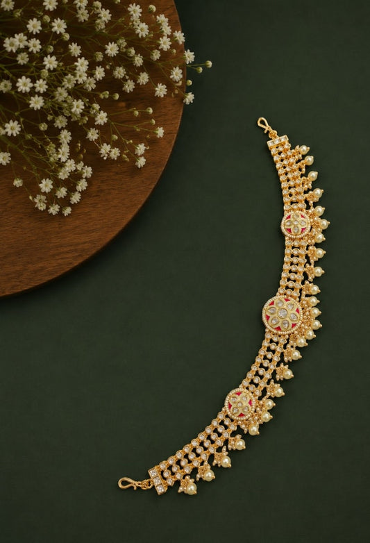 Ruby Meenakari Pearl Polki Sheesh Patti
