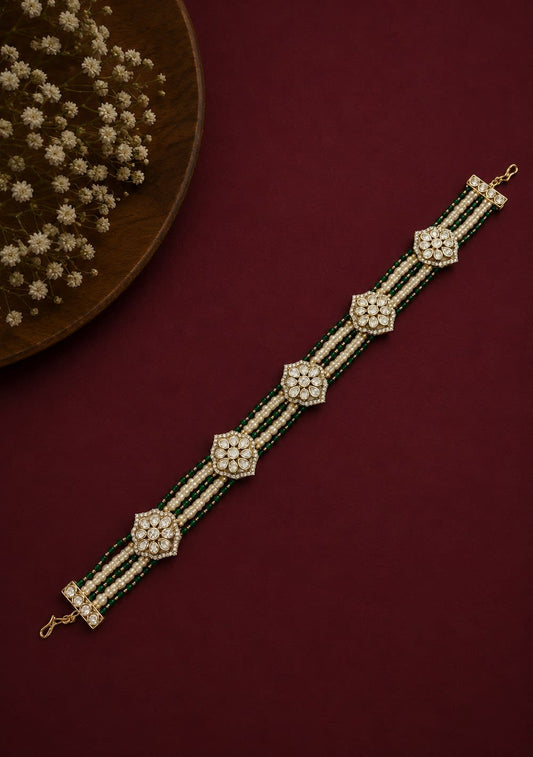Emerald Pearl Polki Sheesh Patti