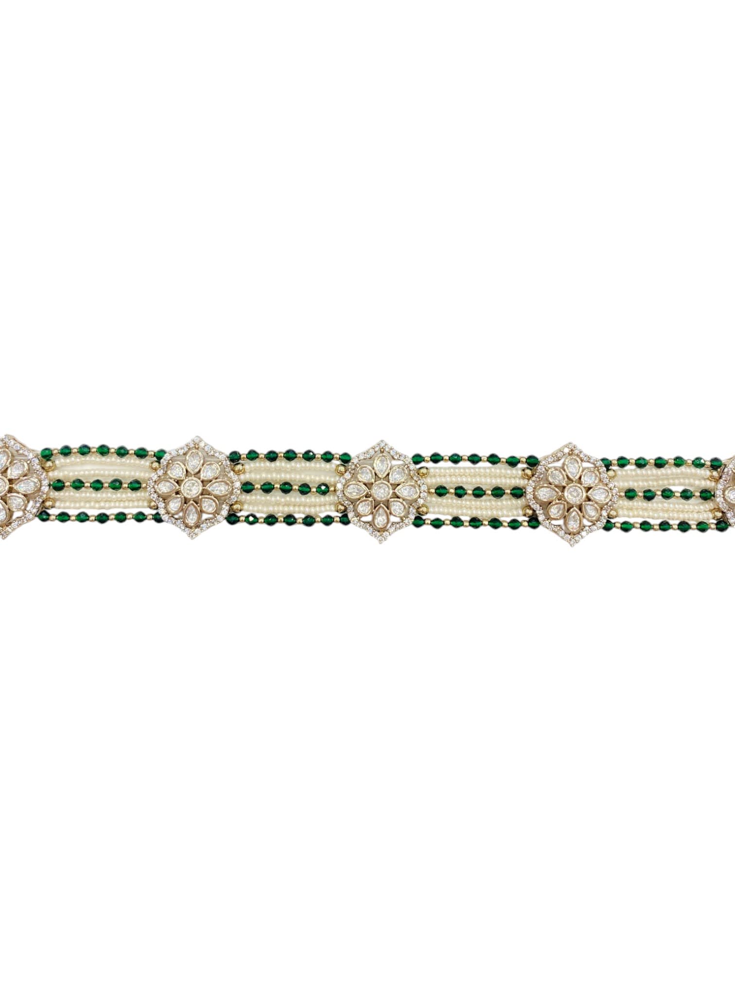 Emerald Pearl Polki Sheesh Patti