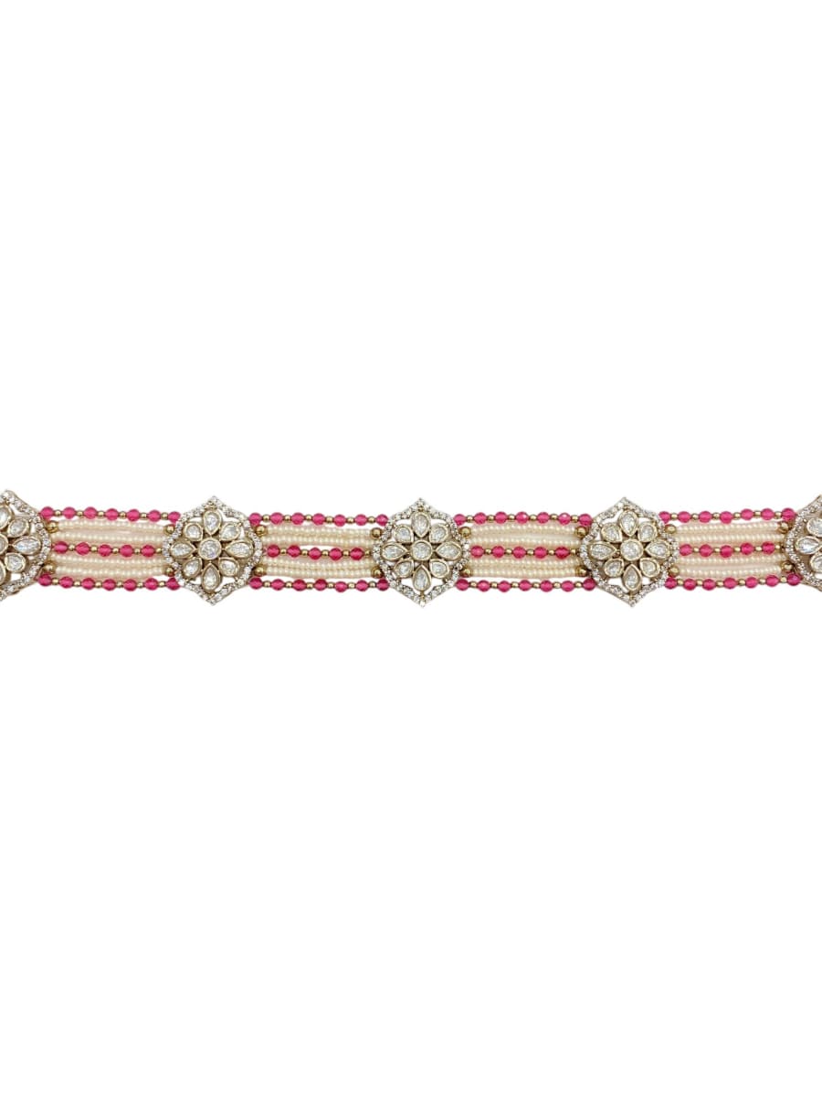 Ruby Pearl Polki Sheesh Patti | Mehendi Finish - detail