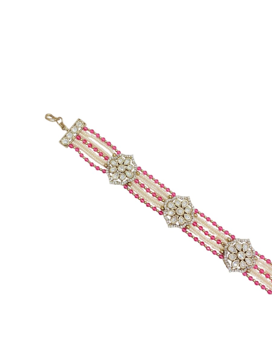 Ruby Pearl Polki Sheesh Patti | Mehendi Finish - detail