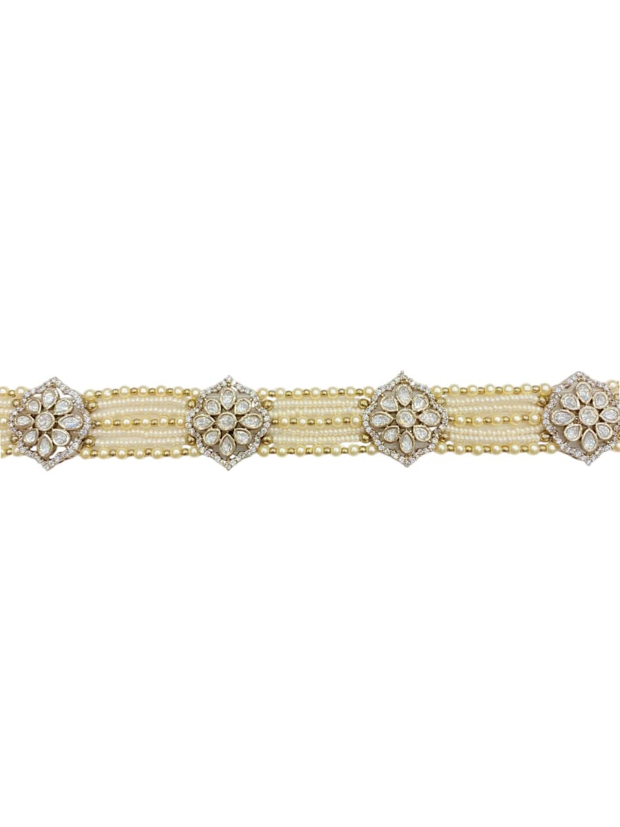 Royal Pearl Polki Sheesh Patti | Mehendi Finish - detail
