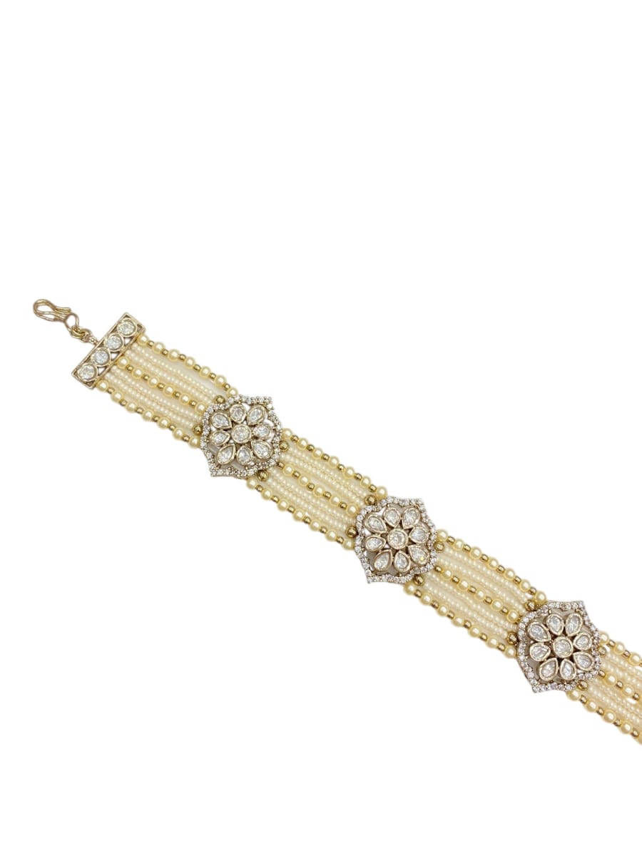 Royal Pearl Polki Sheesh Patti | Mehendi Finish - detail