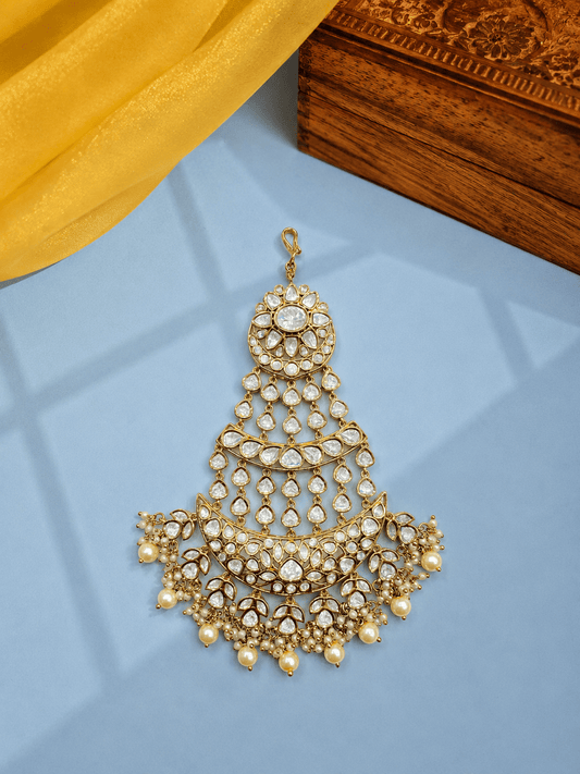 Sirini Women's Handcrafted Pearl Kundan Passa
