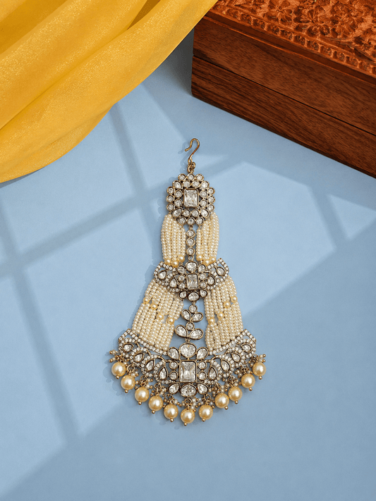 Eid Noor Mehendi Polish Passa - Pearl Bridal Hair Accessory