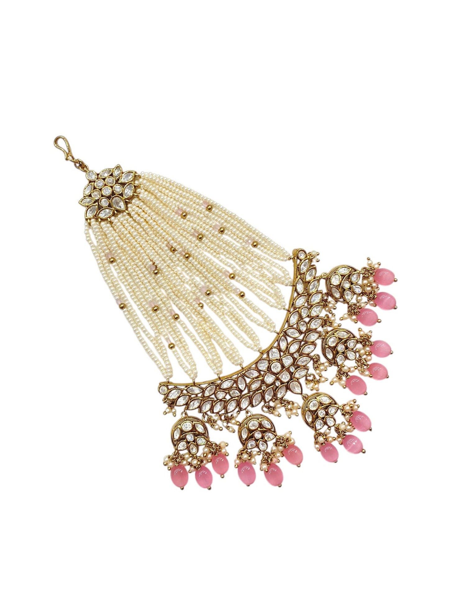 Sirini Antique Polish Pink Polki Passa Royal Bridal Hair Accessory