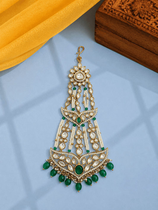 Sirini Antique Polish Green Polki Bridal Passa