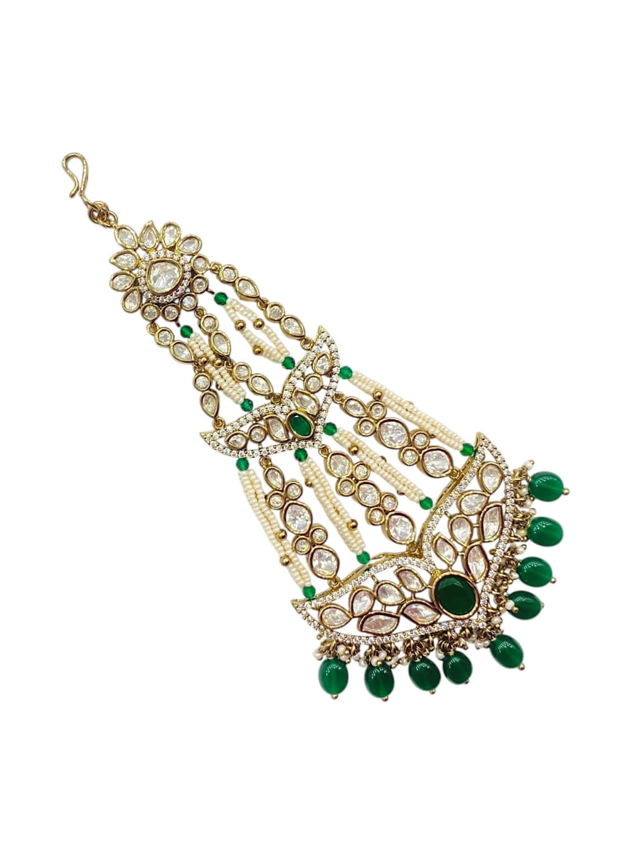 Sirini Antique Polish Emerald Polki Bridal Passa