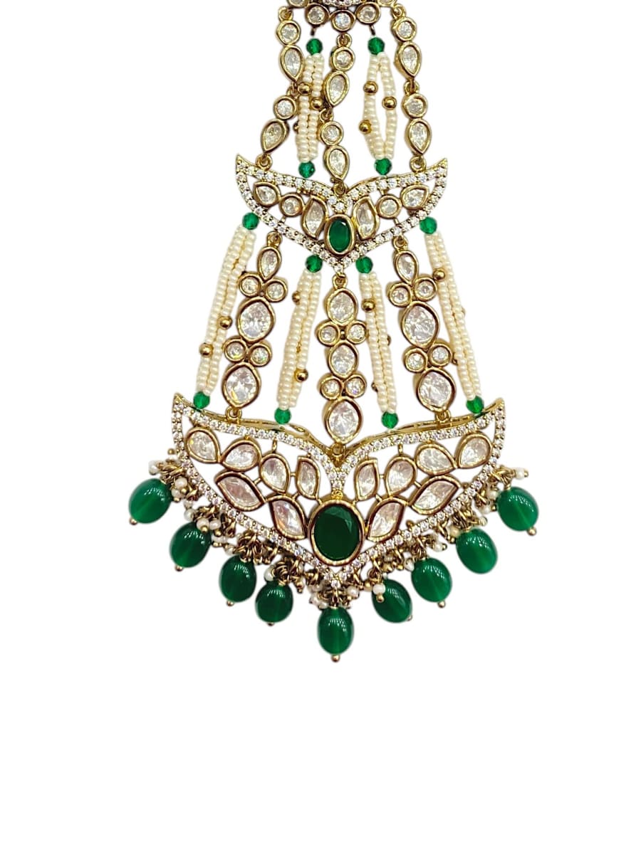 Sirini Antique Polish Emerald Polki Bridal Passa