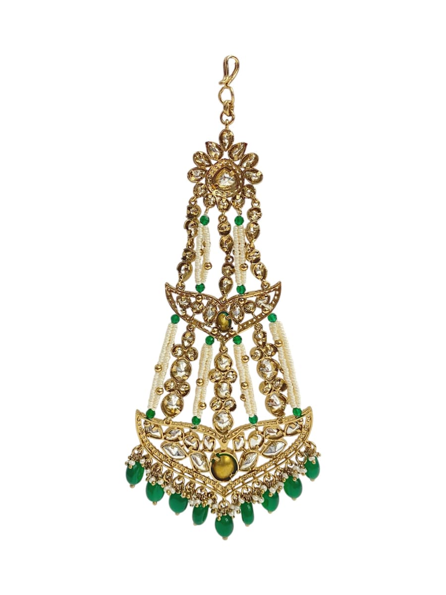 Sirini Antique Polish Emerald Polki Bridal Passa