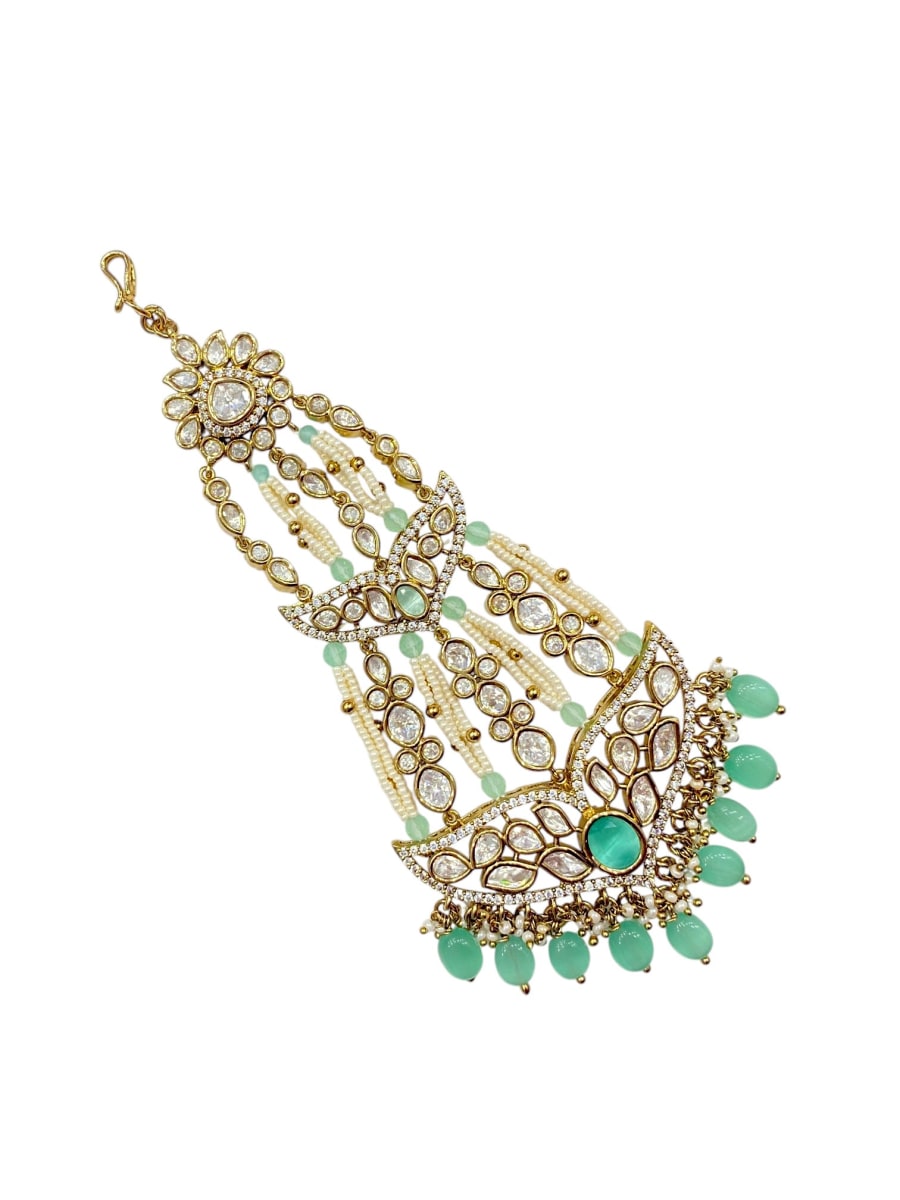 Sirini Antique Polish Mint Polki Bridal Passa