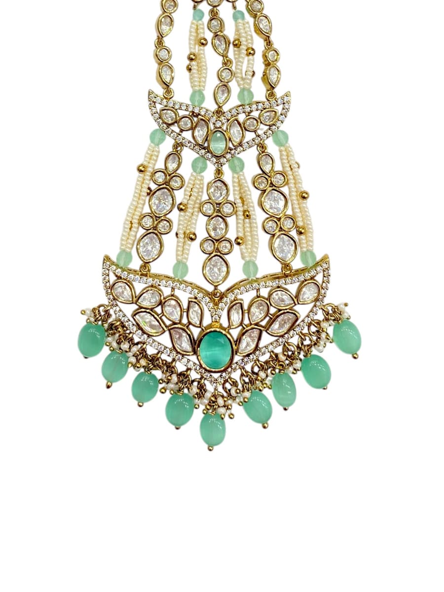 Sirini Antique Polish Mint Polki Bridal Passa