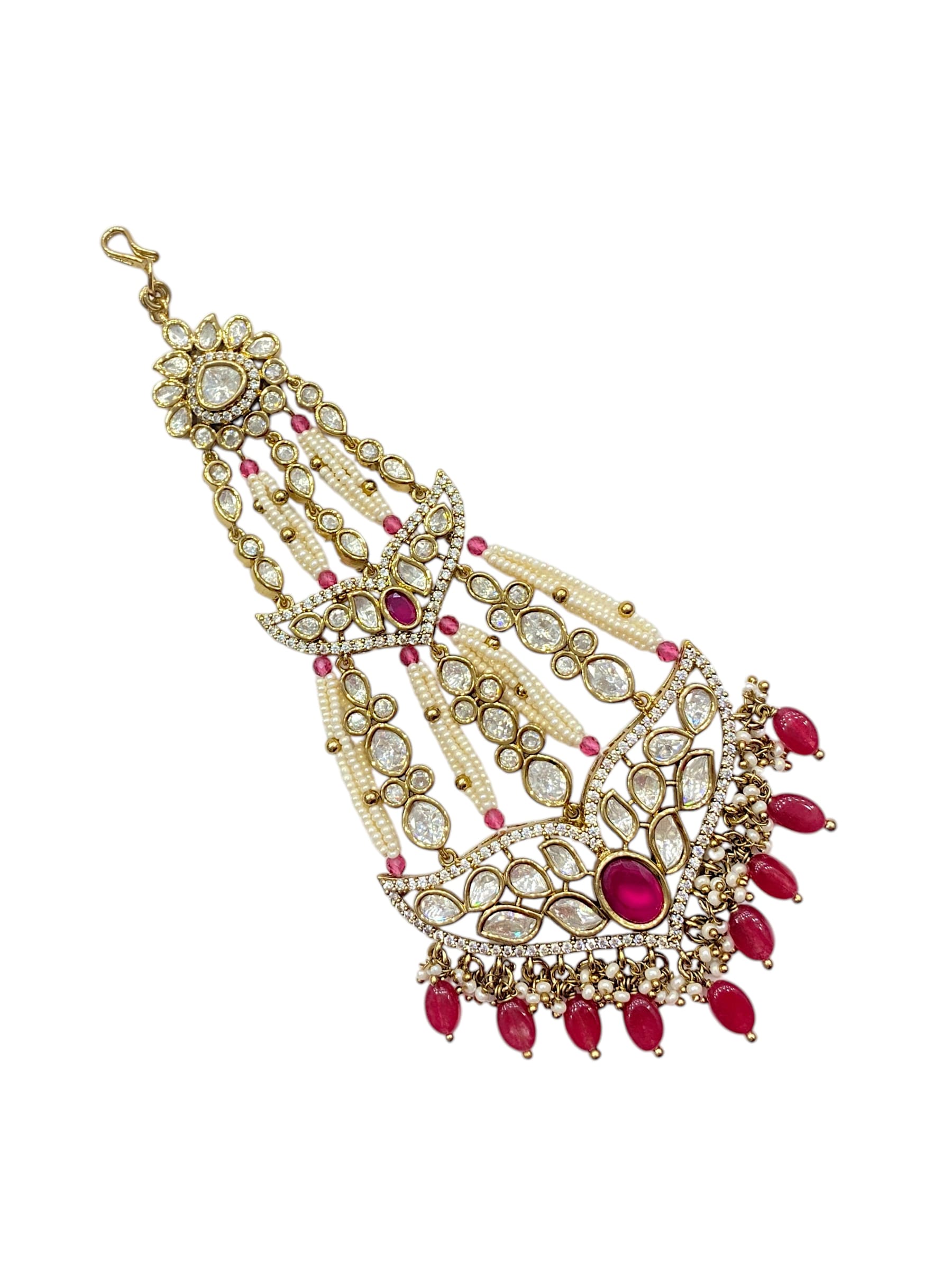 Sirini Antique Polish Ruby Polki Bridal Passa