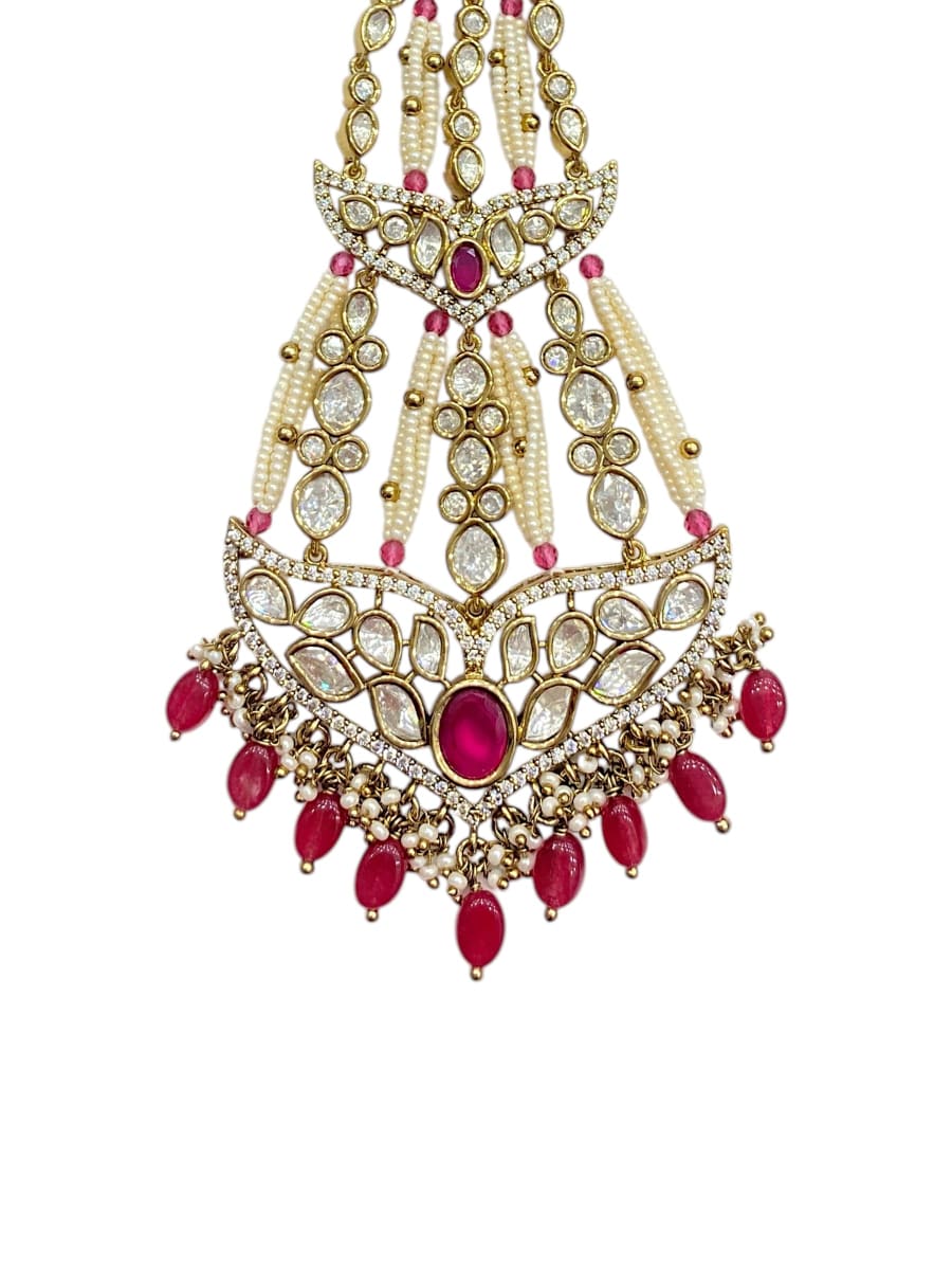 Sirini Antique Polish Ruby Polki Bridal Passa